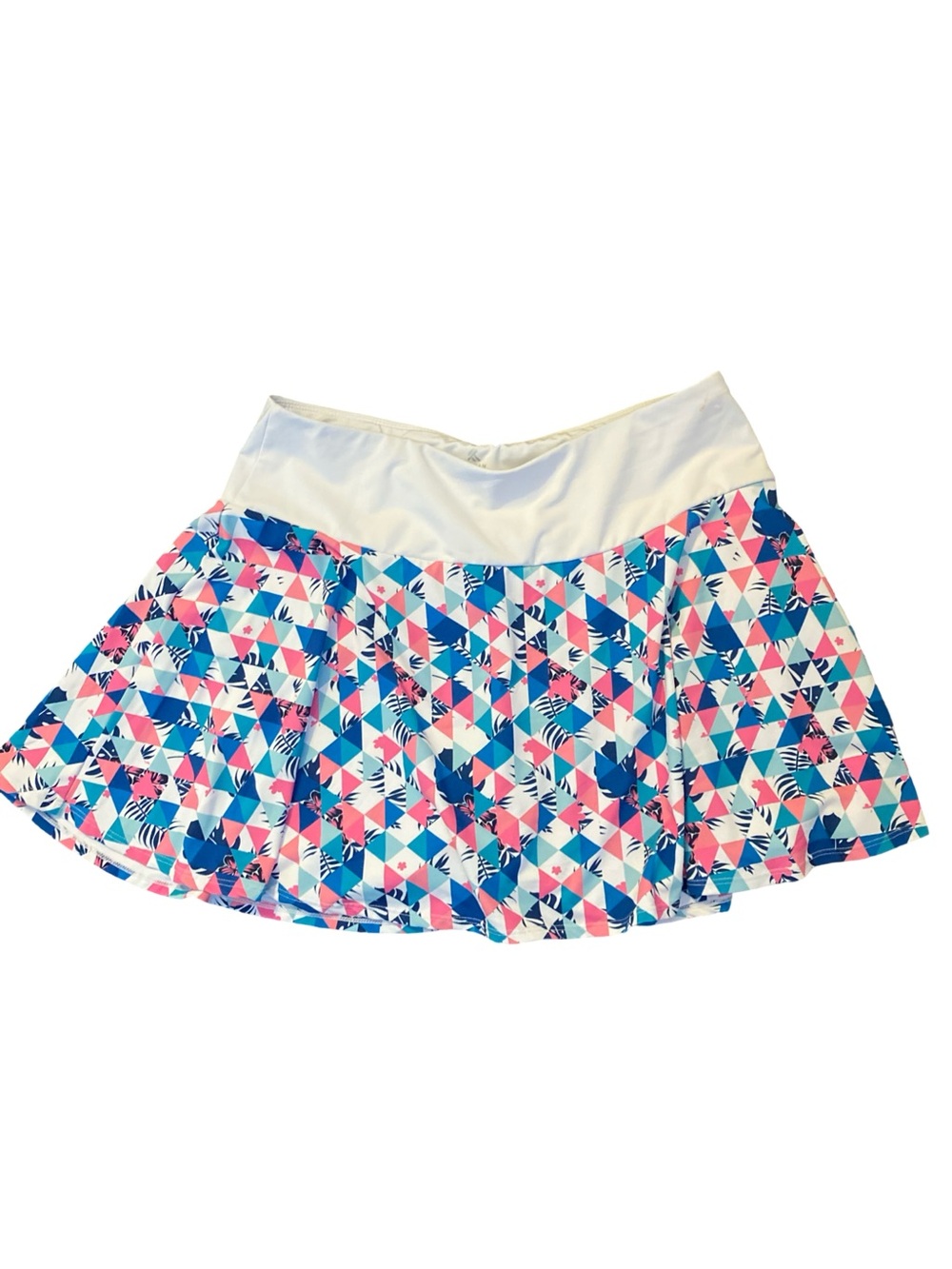 Kyodan Geometric Circle Skiort in Blue, Pink & White-M